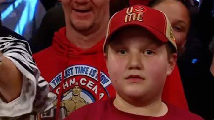 Cena with a kid during Make A Wish campaign