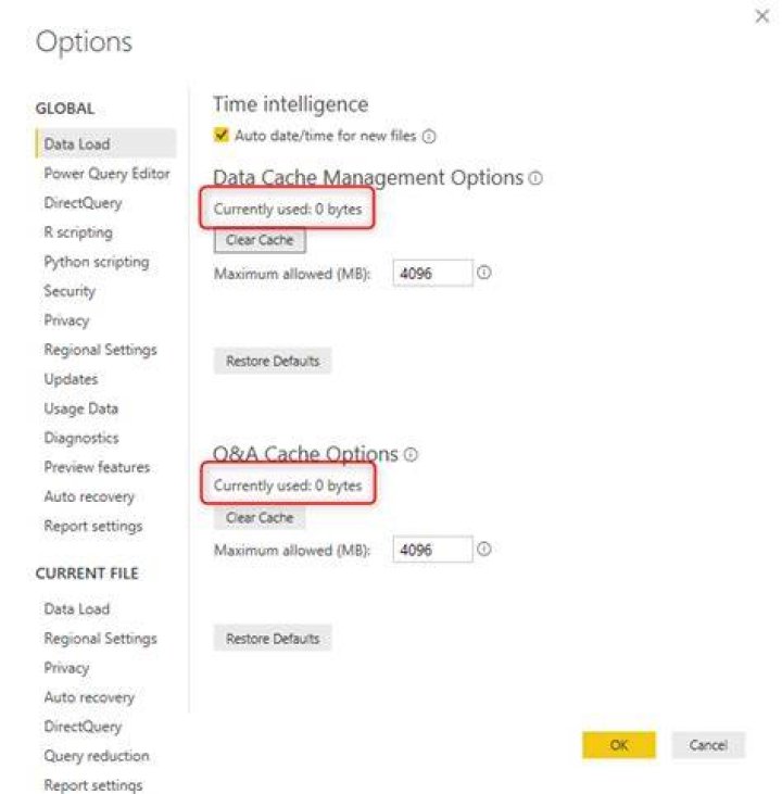 Does Power BI cache data?