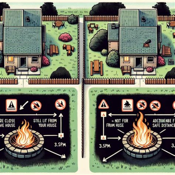 How close should a fire pit be to the house?