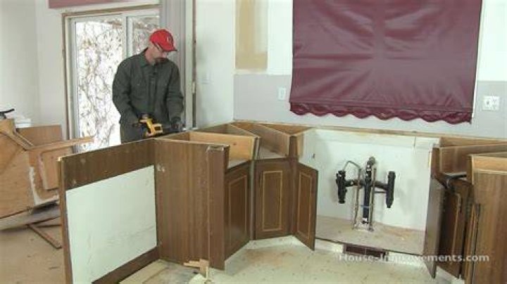 How do you tear down built in cabinets?