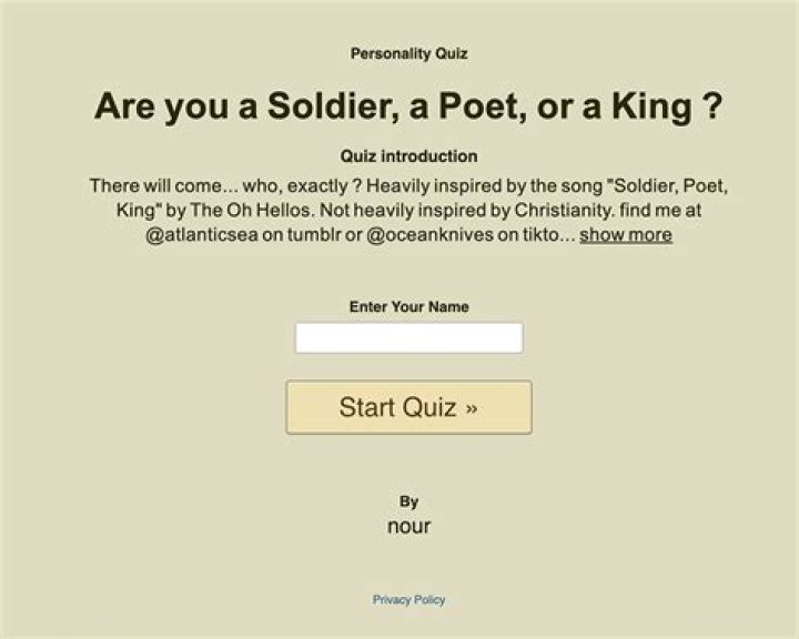 Soldier Poet Or King Test TikTok